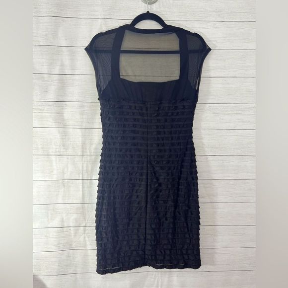 connected apparel Dresses & Skirts - NWT Connected Apparel Mesh Back Sleeve Ruffle Tiered BodyCon LBD Size 10 💗